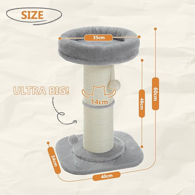 Pezzo Cat Scratching Post with Plush Flower Design and Interactive Toys â 60cm Tall