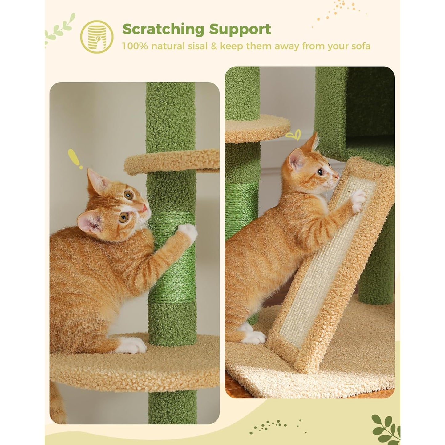 Compact Ceiling-Height Cat Tree – Tall Scratching Tower with Cozy Beds and Play Areas