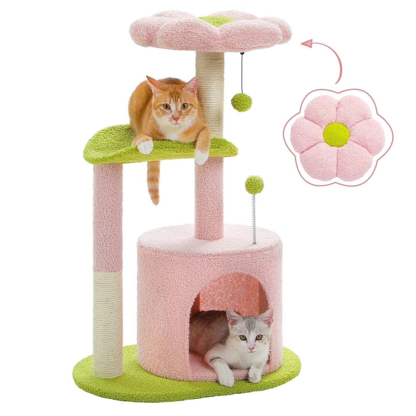 Fluffy Blossom Cat Tree – Soft Tower & Scratching Post