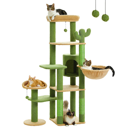 150cm Cat Tree – Cactus Design with Hammock and Condo for Playful Cats