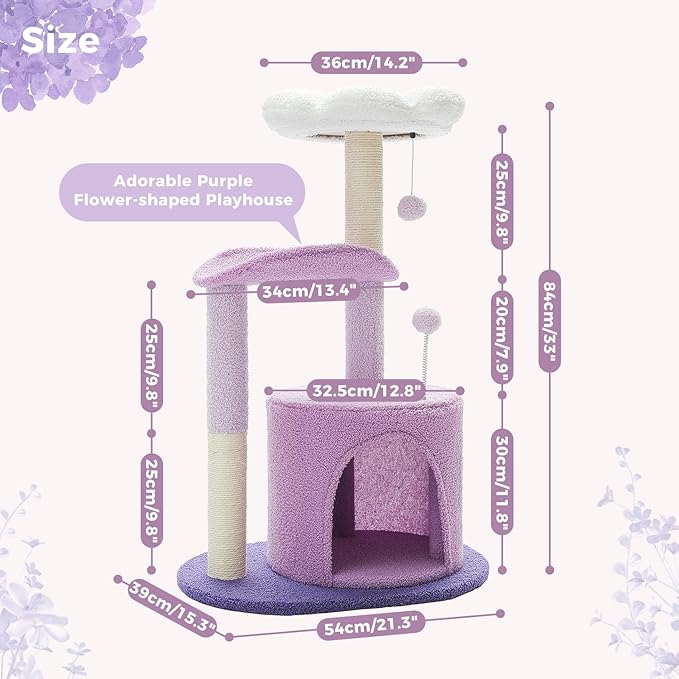 Fluffy Blossom Cat Tree – Soft Tower & Scratching Post