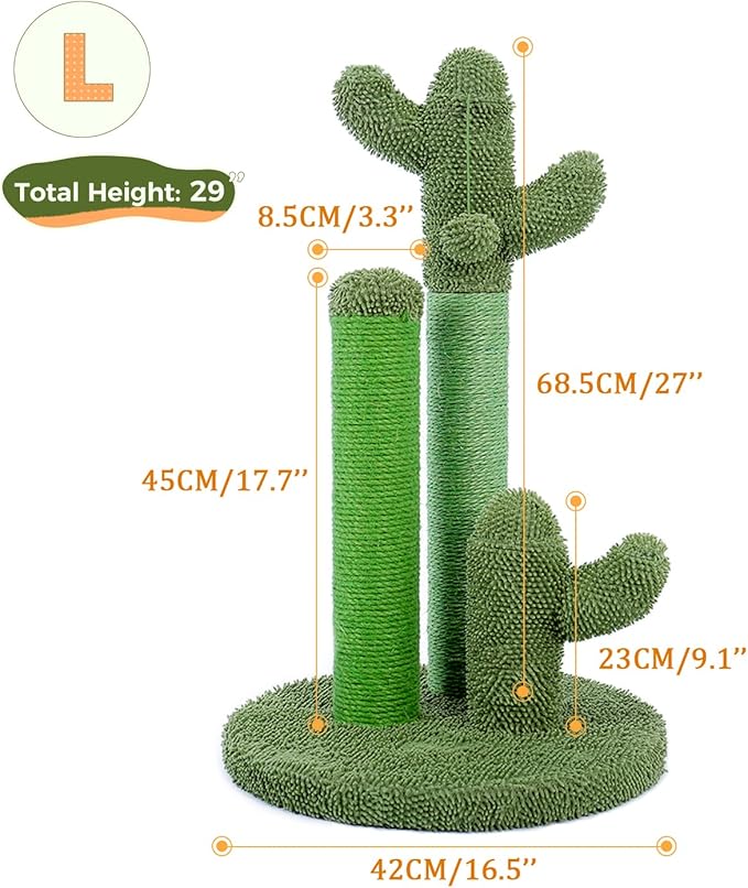 Petzo ‘Cactus’ – 53 cm & 68.5 cm Scratcher: Sturdy & Eye-Catching