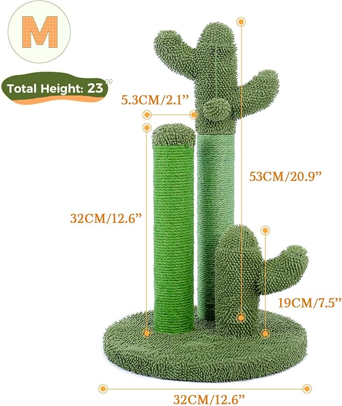 Petzo ‘Cactus’ – 53 cm & 68.5 cm Scratcher: Sturdy & Eye-Catching