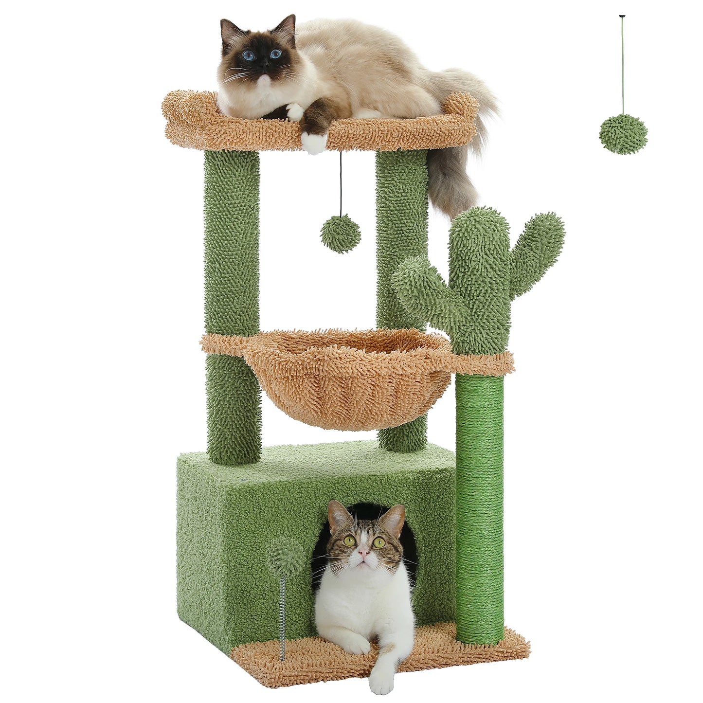 Cactus Cat Tree with Hammock & Scratching Posts – 83cm Tall