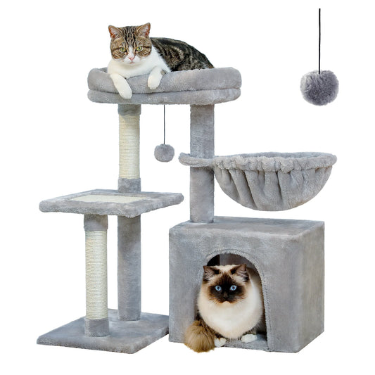 Cat Tree with Hammock & Scratch Posts - Adjustable Design