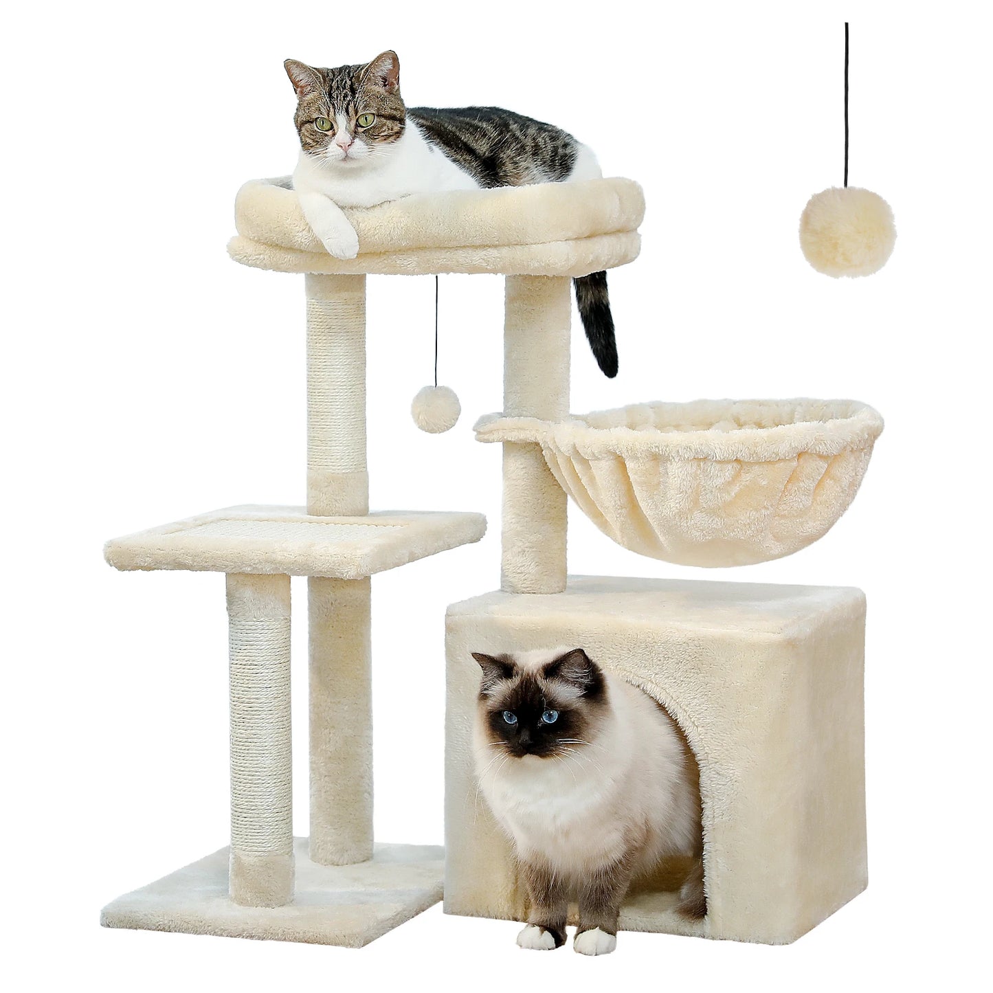 Cat Tree with Hammock & Scratch Posts - Adjustable Design