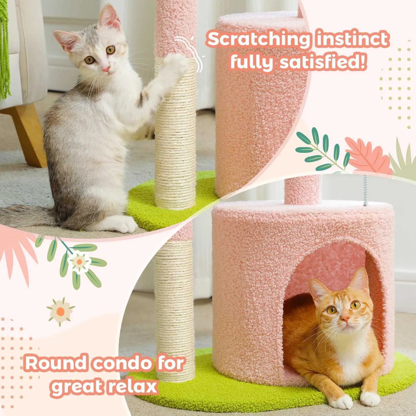 Fluffy Blossom Cat Tree – Soft Tower & Scratching Post